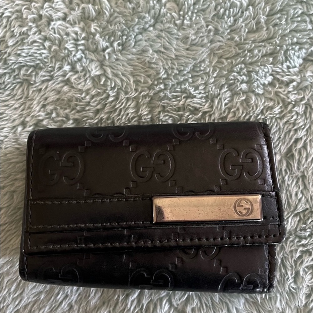 Gucci Black Leather Key Ring Case